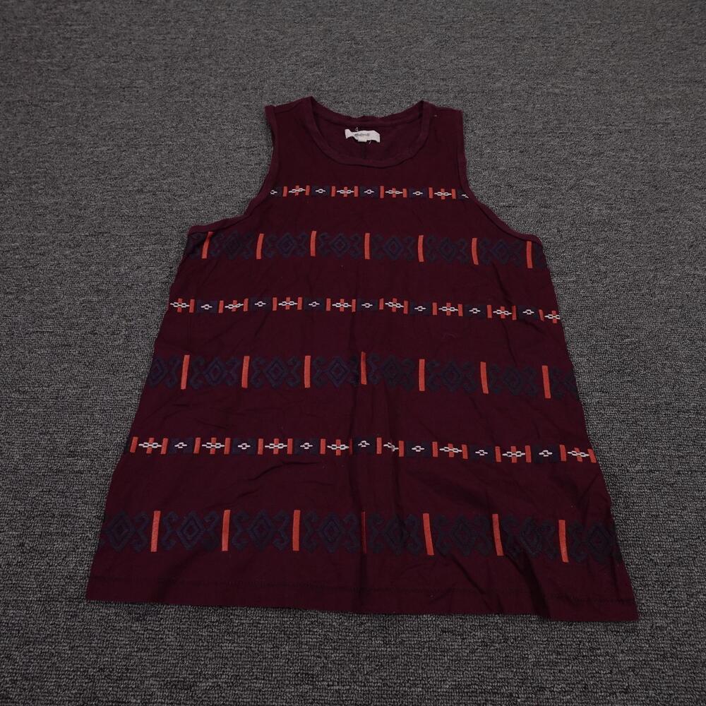 Madewell Tank Top Womens XS Red Geometric Scoop Neck Cotton Summer